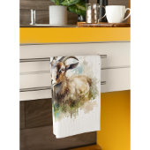 Linge De Cuisine Aquarelle Chèvre de ferme, sur mesure