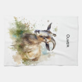 Linge De Cuisine Aquarelle Chèvre de ferme, sur mesure (Horizontal)