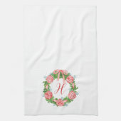 Linge De Cuisine Aquarelle Chinoiserie Wreath Noël Monogramme (Vertical)
