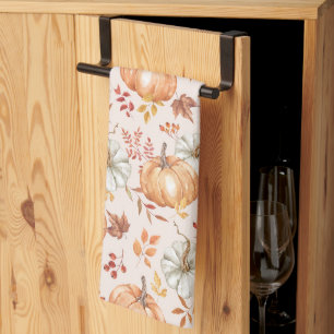 Linge De Cuisine Aquarelle Chute citrouilles, ferme