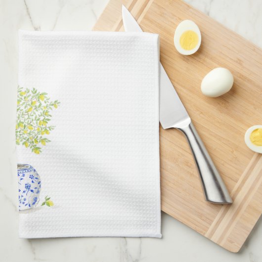 Linge De Cuisine Aquarelle citron (Quart Plié)