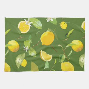 Linge De Cuisine Aquarelle Citron et Feuilles 5