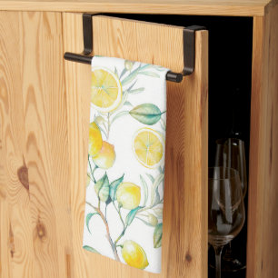 Linge De Cuisine Aquarelle Citron jaune