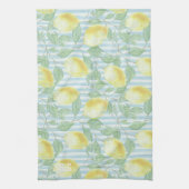 Linge De Cuisine Aquarelle citrons et bandes bleues Monogrammes (Vertical)