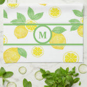 Linge De Cuisine Aquarelle citrons jaune frais vert personnalisé (Plié)