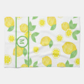 Linge De Cuisine Aquarelle citrons jaune frais vert personnalisé (Horizontal)
