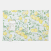 Linge De Cuisine Aquarelle citrons Nom personnalisé Monogramme citr (Horizontal)