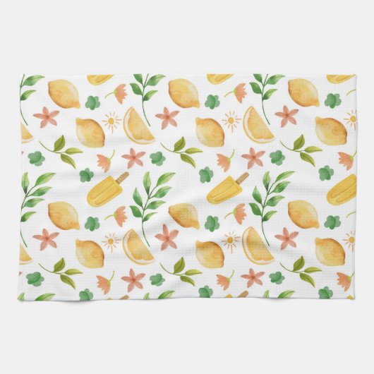 Linge De Cuisine Aquarelle Citrons & Popsicles (Horizontal)