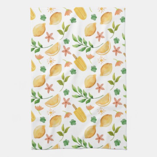 Linge De Cuisine Aquarelle Citrons & Popsicles (Vertical)