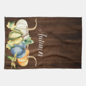 Linge De Cuisine Aquarelle Citrouille d'automne Bois foncé (Horizontal)