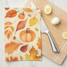 Aquarelle Citrouille Feuille d'automne