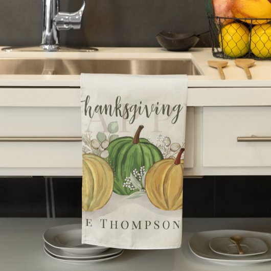 Linge De Cuisine Aquarelle Citrouille simple Bon thanksgiving gourd