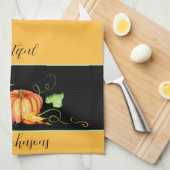 Linge De Cuisine Aquarelle citrouilles et feuilles personnalisés (Quart Plié)