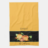 Linge De Cuisine Aquarelle citrouilles et feuilles personnalisés (Vertical)