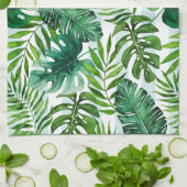 Linge De Cuisine Aquarelle contemporaine Feuilles tropicaux Vert (Plié)