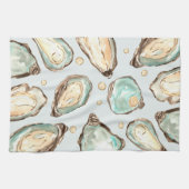 Linge De Cuisine Aquarelle côtière huître & perle (Horizontal)
