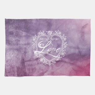 Linge De Cuisine Aquarelle couleur coeur d'amour vintage