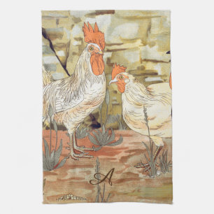 Linge De Cuisine Aquarelle couleur coq cuisine campagne française