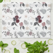 Linge De Cuisine Aquarelle couleur Rose gris Feuille (Plié)