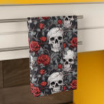 Linge De Cuisine Aquarelle Crânes et Gris rouge Rose<br><div class="desc">Cette conception peut être personnalisée en choisissant l'option Modifier la conception. Vous pouvez également transférer sur d'autres objets. Contactez-moi à l'adresse colorflowcreations@gmail.com ou utilisez l'option conversation en haut de la page si vous souhaitez avoir cette conception sur un autre produit ou si vous avez besoin d'aide pour cette conception. Voir...</div>