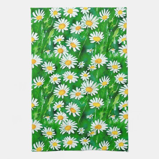 Linge De Cuisine Aquarelle dans un champ vert (Vertical)
