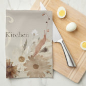 Linge De Cuisine Aquarelle d'automne Monogramme floral Personnalisé (Quart Plié)