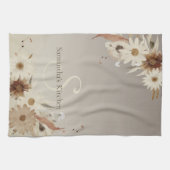 Linge De Cuisine Aquarelle d'automne Monogramme floral Personnalisé (Horizontal)