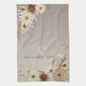 Linge De Cuisine Aquarelle d'automne Monogramme floral Personnalisé (Vertical)