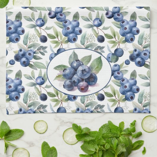 Linge De Cuisine Aquarelle de bleuets mignons (Plié)