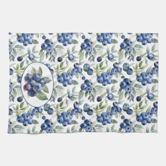 Linge De Cuisine Aquarelle de bleuets mignons (Horizontal)