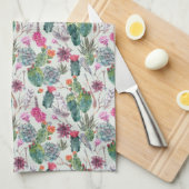Linge De Cuisine Aquarelle de bois exotique Cactus et Motif succule (Quart Plié)