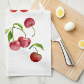 Linge De Cuisine Aquarelle de cerises rouges (Quart Plié)