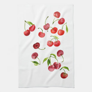 Linge De Cuisine Aquarelle de cerises rouges