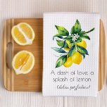 Linge De Cuisine Aquarelle de citron<br><div class="desc">Éclairez votre cuisine avec cette serviette de cuisine aux aquarelles citron, aux citrons jaunes vibrants, aux feuilles verts frais et à l'aquarelle joyeuse. Une citation ludique ajoute une touche amusante à la citronnelle, parfaite pour apporter un éclat de soleil à votre routine quotidienne. Une touche fraîche et fruitée pour toute...</div>