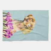 Linge De Cuisine Aquarelle de fleur de chien et de crocus de Vizsla (Horizontal)