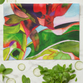 Linge De Cuisine Aquarelle de fleurs indigènes de Waratah (Plié)