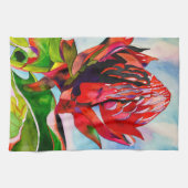 Linge De Cuisine Aquarelle de fleurs indigènes de Waratah (Horizontal)