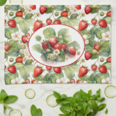 Linge De Cuisine Aquarelle de fraises mûres (Plié)