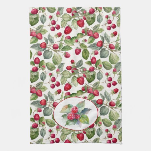 Linge De Cuisine Aquarelle de framboises mignonnes (Vertical)