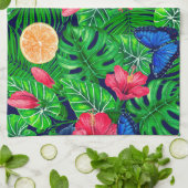 Linge De Cuisine Aquarelle de jardin toucan et tropical (Plié)