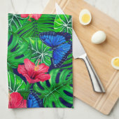 Linge De Cuisine Aquarelle de jardin toucan et tropical (Quart Plié)