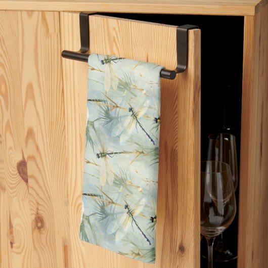 Linge De Cuisine Aquarelle de libellule paisible (Pliage en tiers)