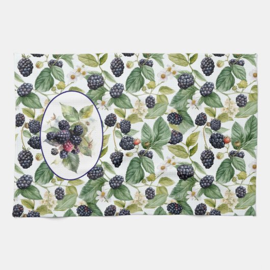 Linge De Cuisine Aquarelle de mûre Blackberry (Horizontal)