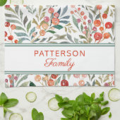 Linge De Cuisine Aquarelle de Noël Floral Personnalisé (Plié)