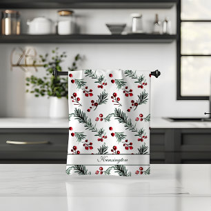 Linge De Cuisine Aquarelle de Noël rustique Botanique Votre nom
