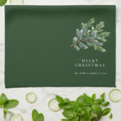 Linge De Cuisine Aquarelle de Noël simple Vert (Plié)