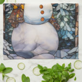 Linge De Cuisine Aquarelle de Noël Snowman (Plié)