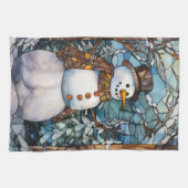 Linge De Cuisine Aquarelle de Noël Snowman (Horizontal)