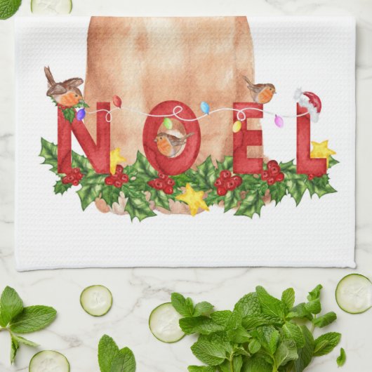 Linge De Cuisine Aquarelle de Noël Tabby Cat (Plié)