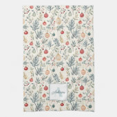 Linge De Cuisine Aquarelle de Noël Vert esthétique (Vertical)